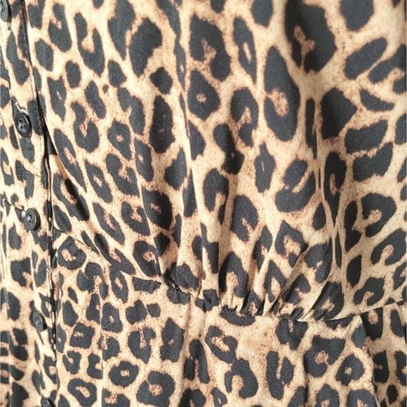 TORRID MIDI CHALLIS SHIRT DRESS Leopard Print - Picture 6 of 7